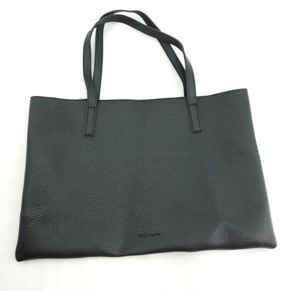 Vince Camuto Womens Black Gray Pebbled Vegan Leather Luck Tote Handbag Purse - Picture 2 of 13